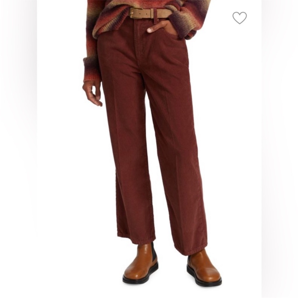 Re/Done Red Corduroy Stovepipe Pants Size 27